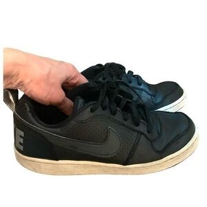 Nike Air Force Sneakers Shoes Leather Black Grey Size 6